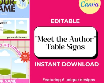 Meet the Author Table Sign Template: Book Signing Event Marketing (Digital Download, 8.5x11, Canva Editable)