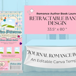 Romance Author Retractable Banner Template: Book Signing Event (Canva, 33.5x80")