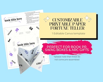 Simple Fortune Teller Printable PR Marketing Freebie :Customizable DIY Book Swag Canva Template (8.5x11 Digital Download)
