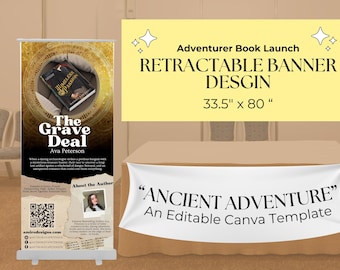 Author Retractable Banner Template: Ancient Adventure (Canva, 33.5x80")