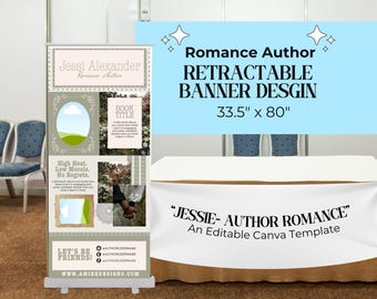 Romance Author Retractable Banner Template: Book Signing Event (Canva, 33.5x80") JESSI26