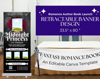 Fantasy Romance Book Retractable Banner Template (Canva, 33.5x80")