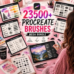 23500+ Procreate Brushes Mega Bundle | Akvarell, bläck, penna, tuschpenna, textur (digital nedladdning)