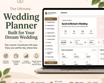 Ultimate Offline Wedding Planner: Budget, Guest List, Timeline (Digital Download)