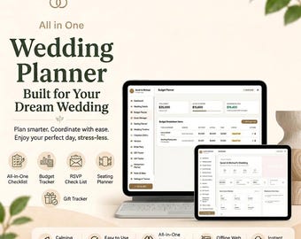 Planificador de bodas todo en uno: presupuesto, cronograma, lista de invitados (descarga digital)