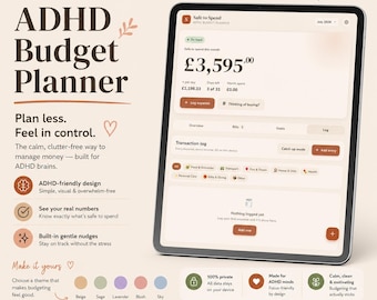 ADHD Budget Planner: Simple Expense Tracker, Debt Management (Digital Download)