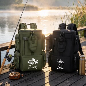 Personalized Fishing Tackle Backpack, Large Fishing Gear Bag, Waterproof Fishing Backpack, Convertible Shoulder Bag,Fishing Gift for Anglers