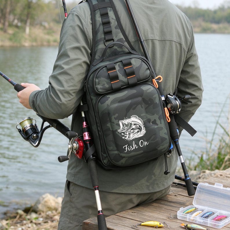Personalized Fishing Sling Bag, Multi-compartment Fishing Bag, Oxford ...