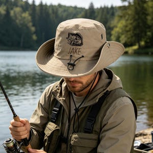 Personalized Adjustable Fishing Hat, Custom Bucket Hat for Men Women, Quick Dry Outdoor Hat, Hiking Camping Hat, Sun Protection Gift