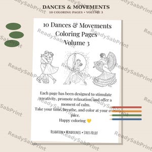 Dances and Movements Coloring Pages Vol. 3 | 10 Printable Dance Coloring Pages | Adult and Teen Coloring | A4 & US Letter PDF