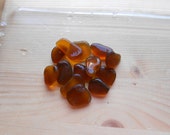 Brown amber genuine sea glass, beach glass 13 pieces , jewelry making, mosaic, sea glass art, fairy garden, beach decor, crafting. Lotto7