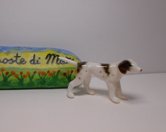 figurine chien vintage en porcelaine japonaise, figurine pointeur miniature en porcelaine (A)