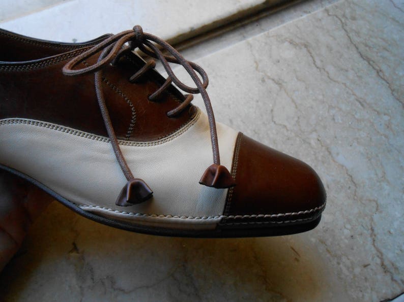 marked MAB studio Bologna EU size 36 Vintage Oxford woman shoes handcrafted Italian vintage shoes new unused leather two colors shoes