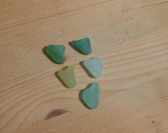 Genuine sea glass, 5 small heart shaped sea glass pieces  VM130