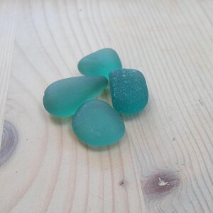 Genuine Italian sea glass teal beach glass, jewelry grade teal beach glass 4 pieces. VM161