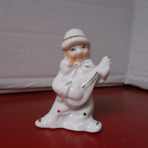 Vintage porcelain figurine, white and gold clown bisquè figurine, collectible clown figurine