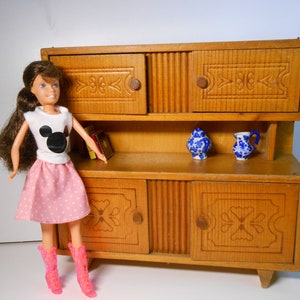 Wooden sideboard for dolls 1950s / 60s vintage dollhouse furniture