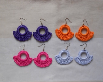 Crochet earrings, handmade jewelry, bright colors earrings