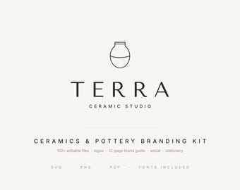 Kit de marque pour céramique, modèles de logo modifiables, guide de marque, réseaux sociaux (PDF)