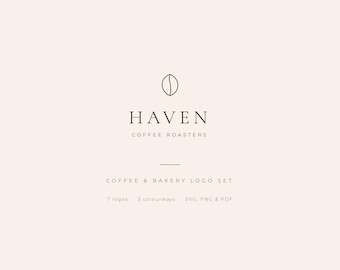 Logo-ontwerp voor koffiebar, 7 bewerkbare logo-sjablonen voor cafés en bakkerijen, Canva & SVG, kleine onderneming
