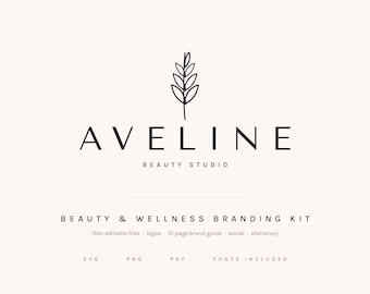 Kit de branding pour salon de beauté, modèles de logos pour ongles et cils, fichiers SVG modifiables sur Canva (téléchargement numérique)