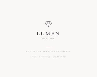 Logo-ontwerp voor sieraden, 7 bewerkbare boetieklogo-sjablonen, Canva & SVG, luxe branding voor kleine bedrijven