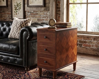 Nightstand - End Table, Fully Assembled Side Table with Drawers