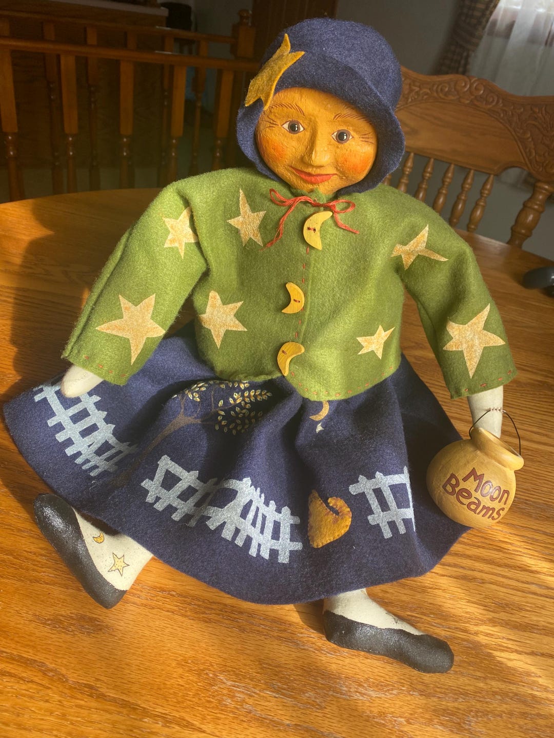 Vintage Tender Heart Treasures Miss Moon Beam Doll 21 Folk Art Doll