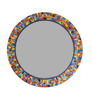 Colorful Round Mosaic Wall Mirror, Rainbow Colors, Mosaic Mirror