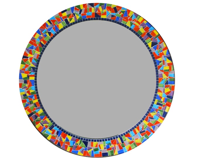 Colorful Round Mosaic Wall Mirror Rainbow Colors Mosaic Etsy