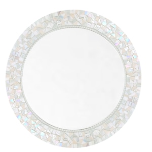 Round White Mosaic Mirror, Glass Mirror, Wall Mirror, White Home Decor