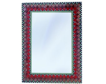 Large Wall Mirror, Bathroom Mirror, Mixed Media Mosaic Mirror