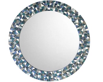 Mosaic Mirror, Round Wall Mirror, Beach House Decor