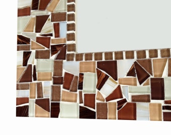 Brown Wall Mirror // Mosaic Wall Art // Home Decor // Stained Glass Mosaic