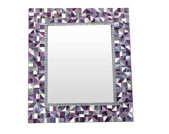 Mosaic Wall Mirror // Purple, Silver, Gray // Large Decorative Mirror