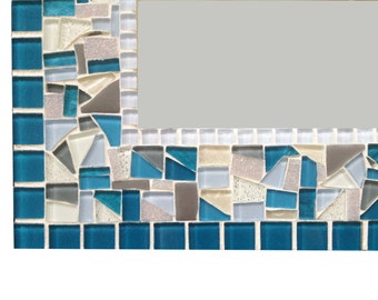 Decorative Mirror, Mosaic Mirror, Large Wall Mirror, Blue and White
