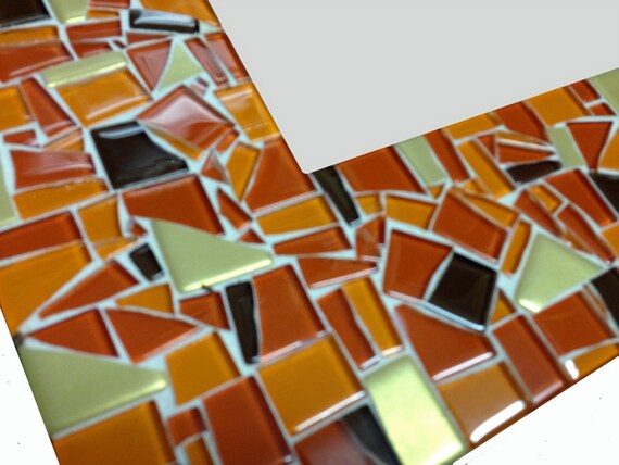 Orange Mosaic Wall Mirror Home Decor Decorative