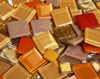 Mixed Lot - Orange Mosaic Tiles  - 1/2 LB