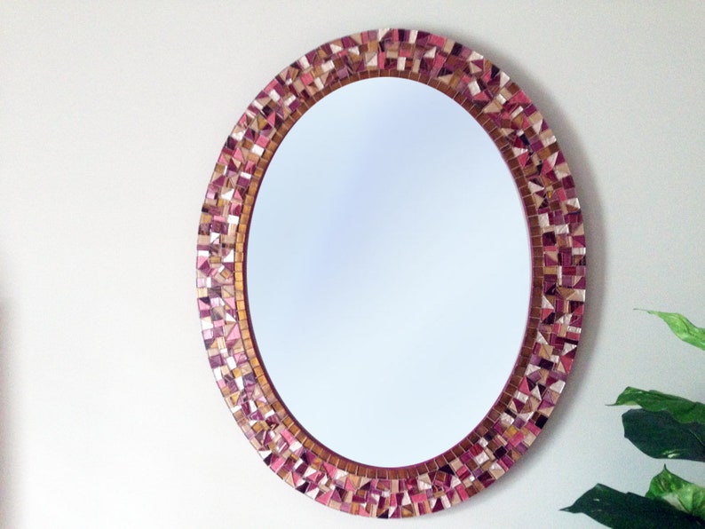 Wall Mirror, Mosaic Mirror, Oval Decorative Mirror image 1