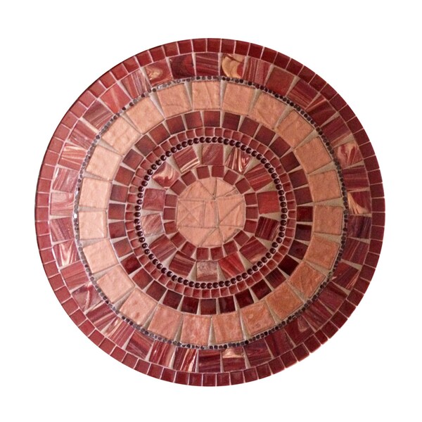 Coffee Table Decor, Glass Mosaic Bowl in Bronze and Red