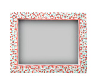 Mosaic Wall Mirror, Aqua Coral White