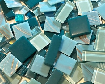 Aqua and Teal Mosaic Tiles  - 1/2 LB - Mosaic Surplus