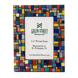 Multicolored Mosaic Picture Frame, Rainbow Frame 4 x 6 or 5 x 7