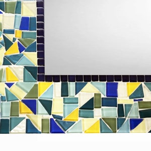Large Mosaic Wall Mirror, Blue Yellow Green
