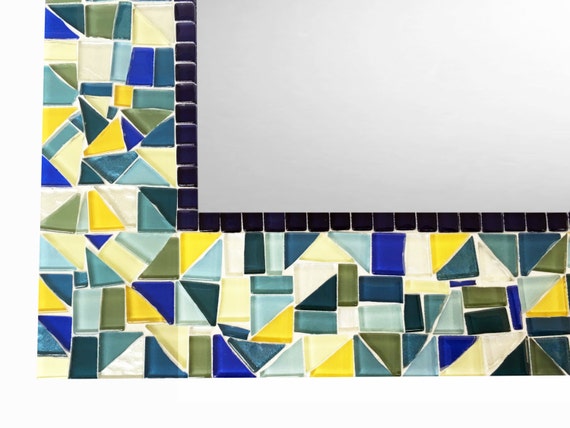 Large Mosaic Wall Mirror Blue Yellow Green Large Mosaic Wall Mirror Blue Yellow