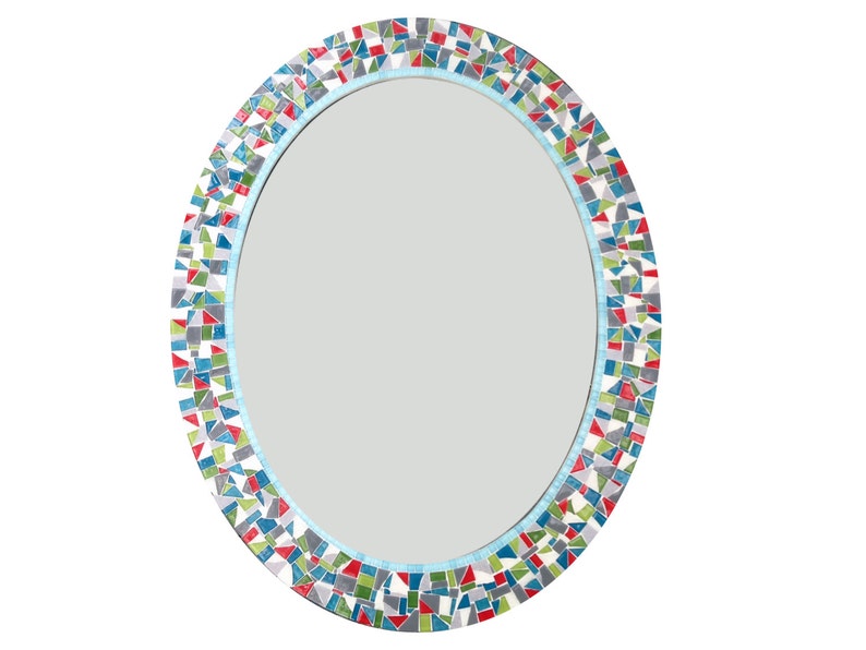 Colorful Mosaic Mirror Wall Bathroom Decor Oval