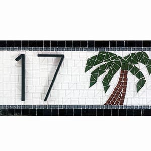 Address Sign with Palm Tree, Custom Mosaic House Number Plaque image 8