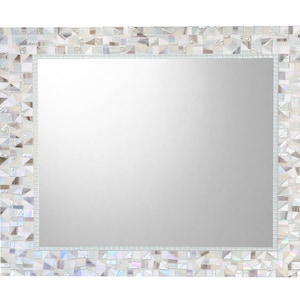 Beach House Decor, White Wall Mirror,  White Mosaic Mirror