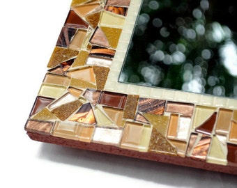 Wall Mirror, Brown Mosaic Mirror, Decorative Mirror