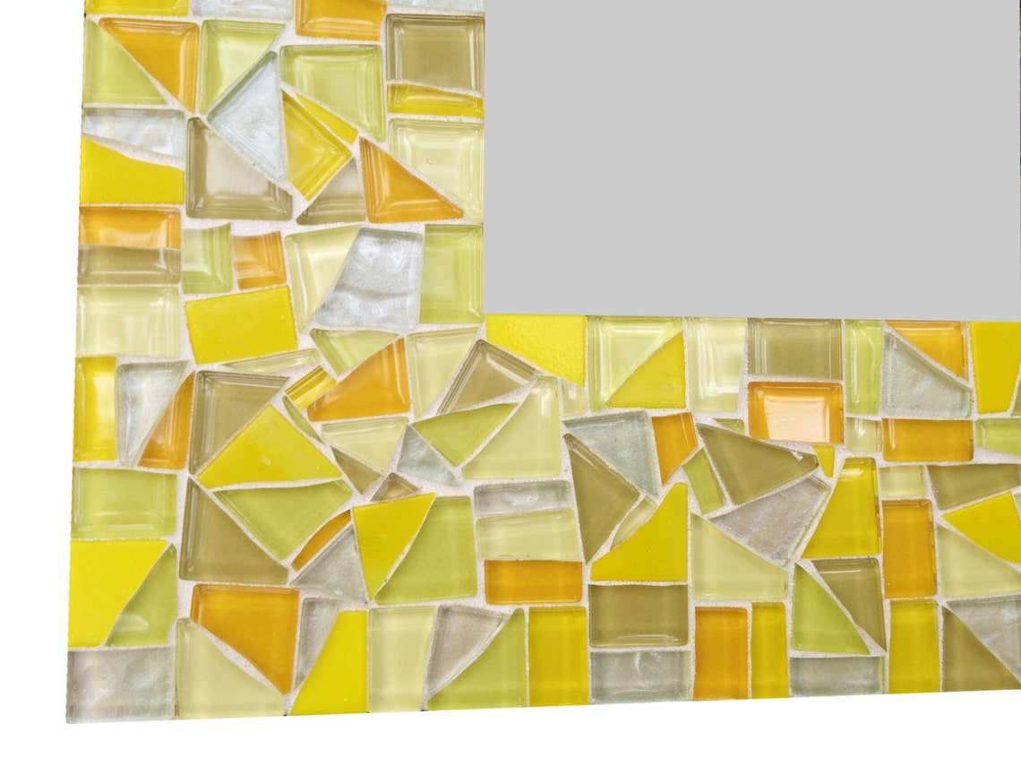 Yellow Wall Mirror / Large Mosaic Mirror / Bathroom Mirror / - Etsy